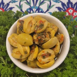 Marinated Split Green Olives ($46/kg)